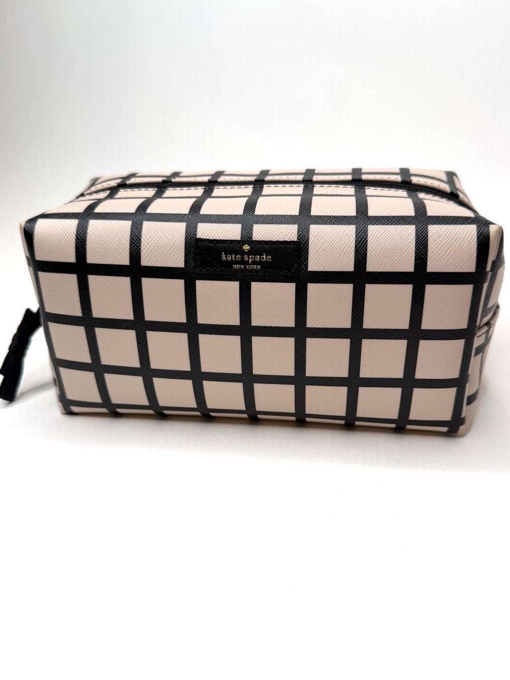 Kate Spade Cream And Black Checkered Cosmetic Case